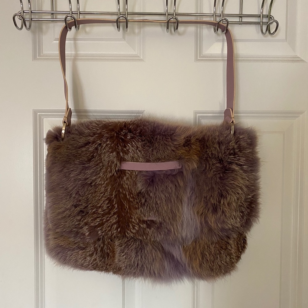 FALOR Purple Fox Fur Purse
